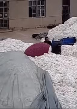 Hombre usa encendedor en una fabrica del algodones