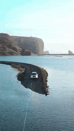 Flooded road in Iceland