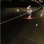 A motorcycle being run over