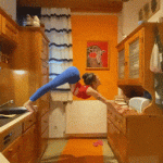 Gymnast in the kitchen