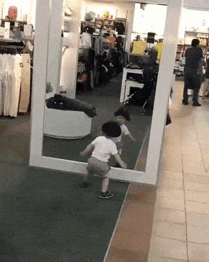 Kid and mirror