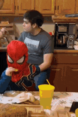 Spiderman begging
