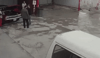 Grandpa comes to wash his car