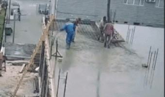 Laying the cement floor